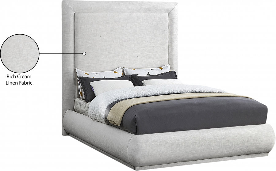 Bed - Creme Linen Fabric with 72" High Padded Headboard  IF-5200