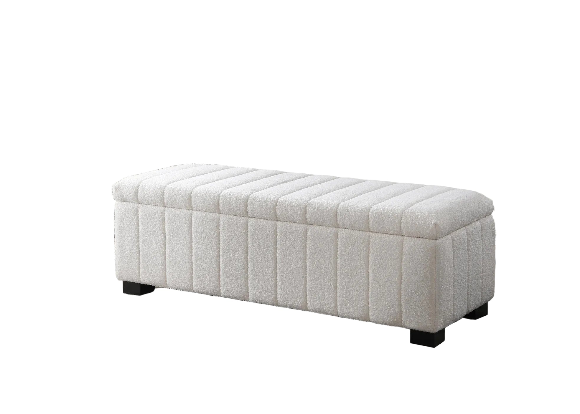 IF-6260 Bench, White, Teddy Bear Fabric, 46" Wide, Enclosed Storage
