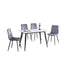 T-1630 | C-1632 Dining Set, 5 Pc, 48" Table + 4 Chairs, Dark Grey Chairs, White Faux Marble Top Table