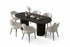 T-1643 Dining Table, Black, 71" Oval, Fluted Pedestal Base, Durable Engineered Wood
