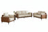 IF-8210 Sofa Set, 3Pc, 2-Tone Cream and Mocha, Premium High-Performance Fabric, Black Legs