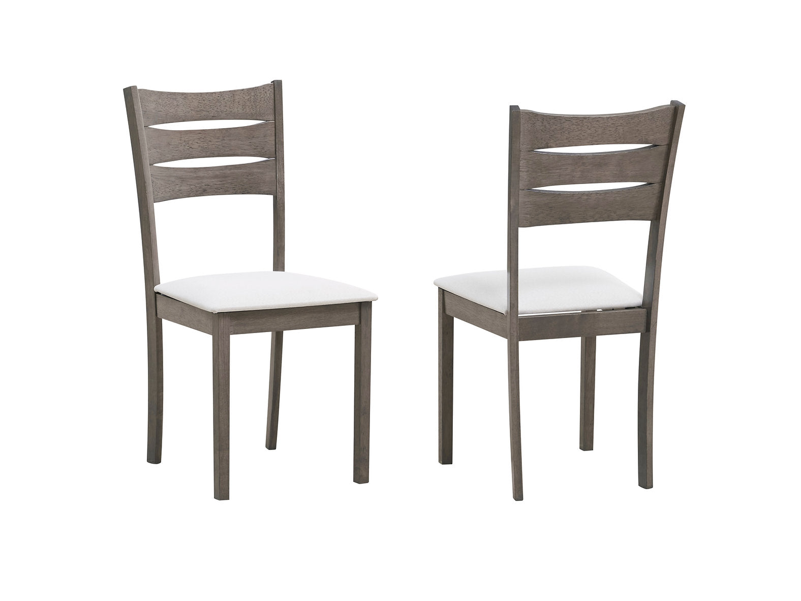 Dining Chair - Antique Grey with Upholstered Fabric Seats (Set of 2)  C-1052