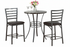 IF-1004 Pub Set, 3Pc, 30" Round, Dark Faux Marble Table Top, Grey Metal Frame, Upholstered Black Seats, Ladder Back