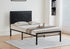 IF-140B Bed, Black, Faux Leather Padded Headboard, Black Metal Frame