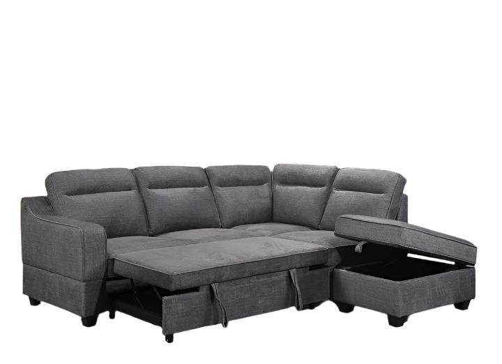 IF-9010 RHF Sectional Sofa Bed, 99" Wide, Grey, Fabric, Right Facing Chaise