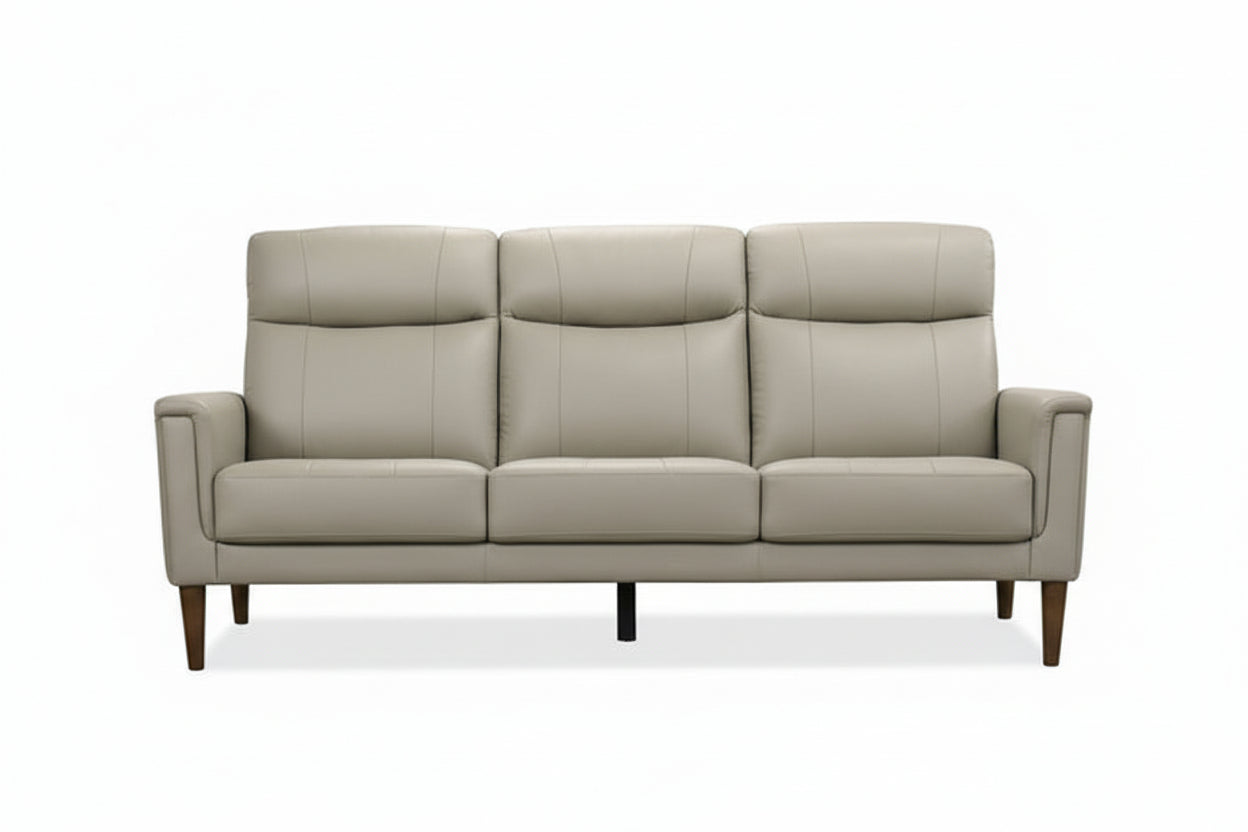 IF-8010 Sofa, Premium Soft Light Grey Leather Match, Sleek Modern Design, High End Look