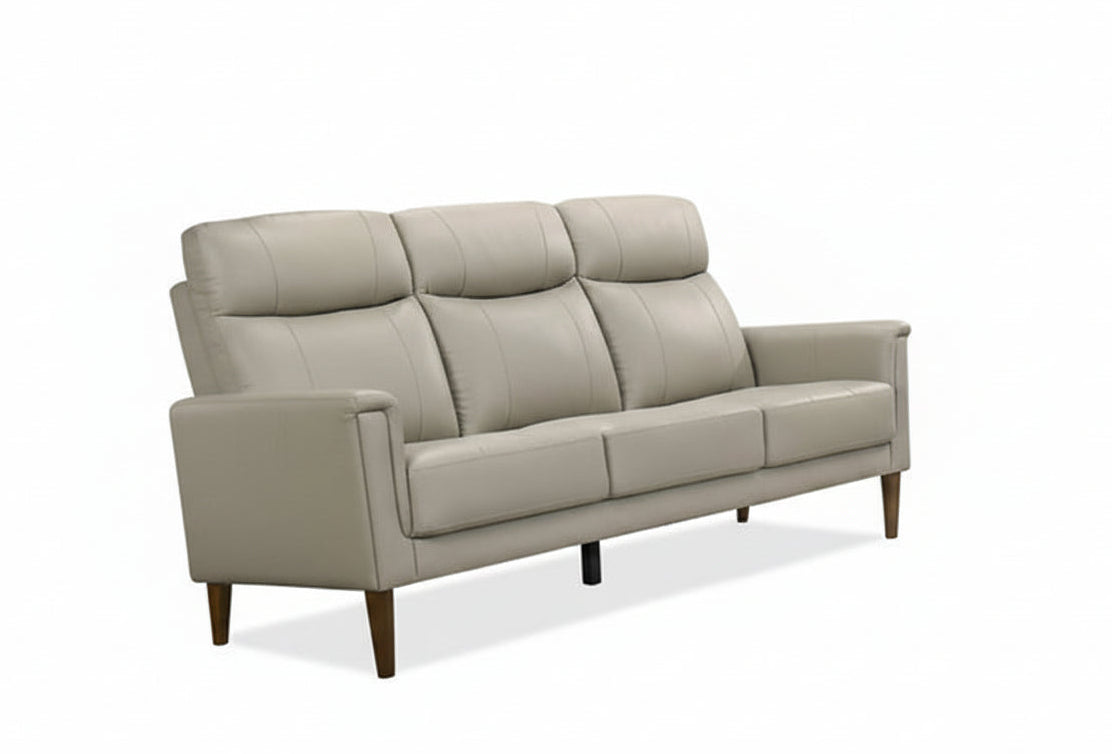 IF-8010 Sofa, Premium Soft Light Grey Leather Match, Sleek Modern Design, High End Look