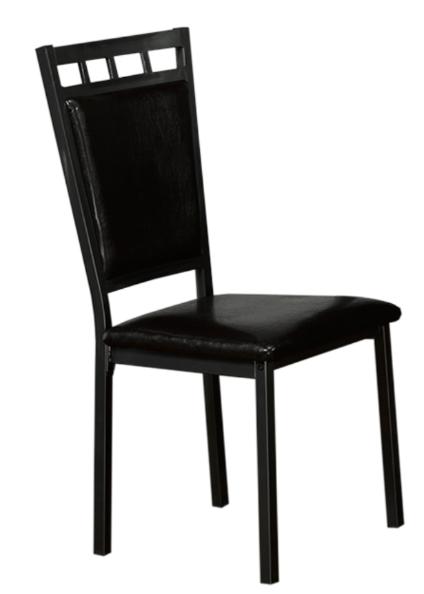 C-1231 | C-1241 Dining Chair, Black, Faux Leather Seat and Back, Gun Metal Frame, (Set of 2)