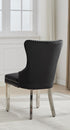 C-1246 Dining Chair, Black, Velvet, Tufted Front, Nailhead Detail (Set of 2)