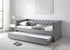 IF-309 Day Bed, Plush Silver Grey Velvet Fabric,  Pull-Out Trundle, Tufted Headboard, Optional Mattresses