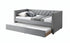 IF-309 Day Bed, Plush Silver Grey Velvet Fabric,  Pull-Out Trundle, Tufted Headboard, Optional Mattresses