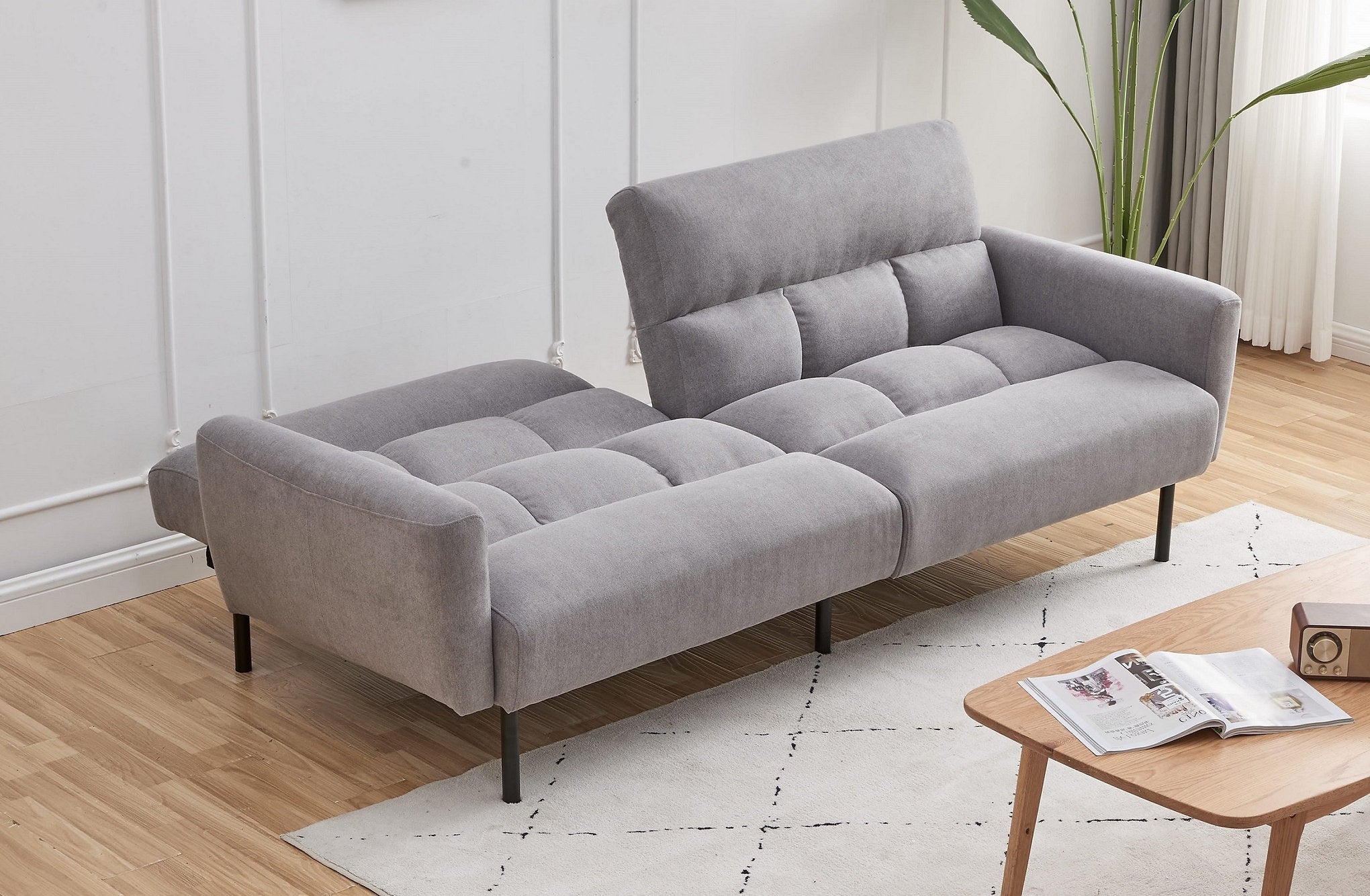 IF-8041 Click Klack, 82" Wide, Grey, Fabric, Futon, Split Back