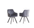 C-1412 Dining Chair, Dark Grey, Velvet, 360 Degree Swivel, Vertical Stitching on Back,  Set of 2
