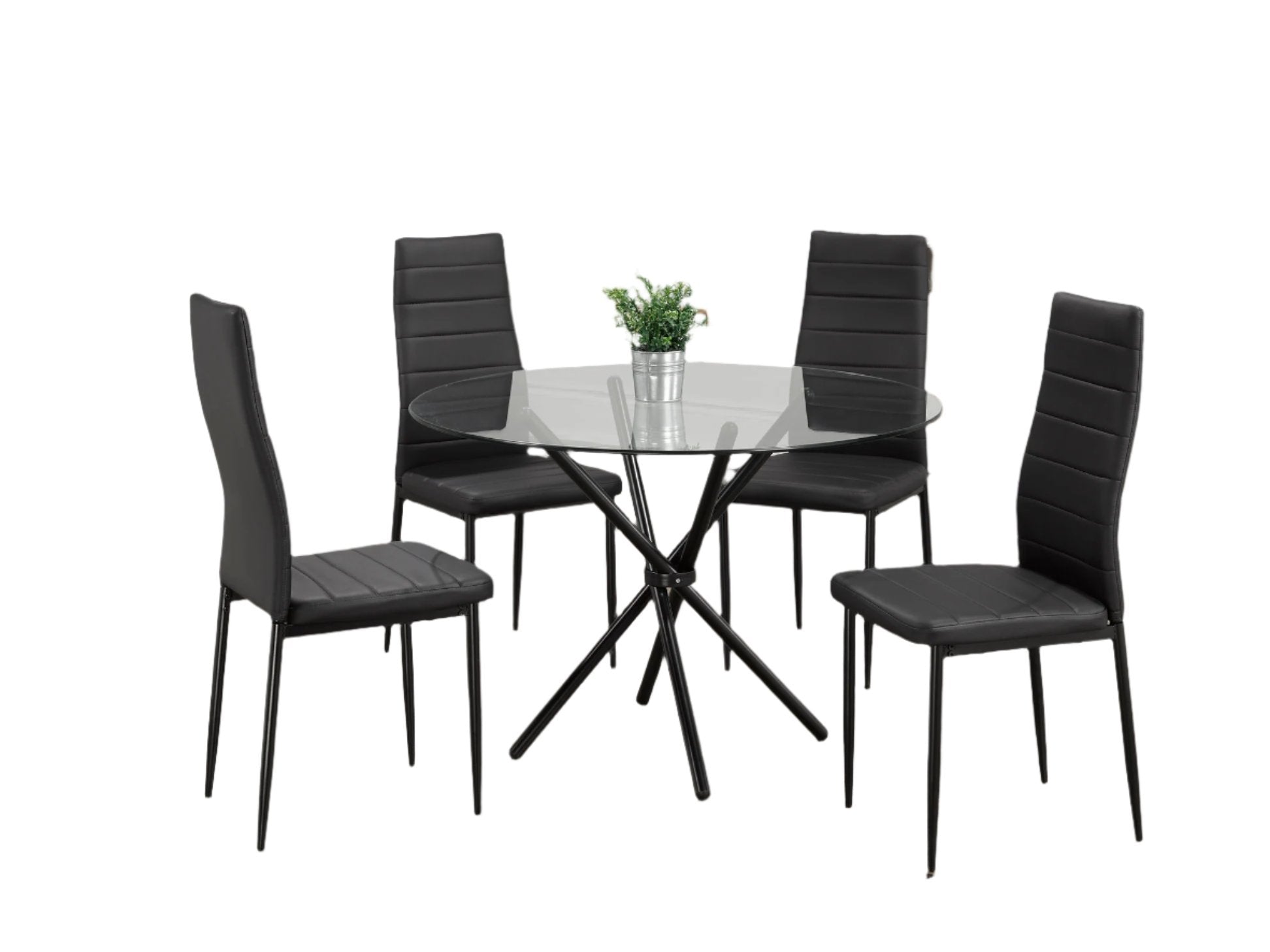 T-1429 | C-5053 - 5 Pc Dining Set Glass Round Table