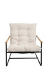IF-665 Accent Chair, Beige / Cream, Plush Tufted Cushion, Black Metal Frame