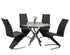 T-1447 | C-1785 - 5Pc Dining Set, 44" Round Glass Table Top with 4 Black "Z" Chairs