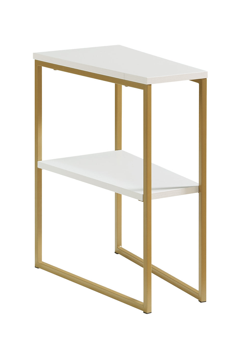 IF-081 Side Accent Table, White, Wood Top, Gold Steel Frame