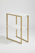 IF-081 Side Accent Table, White, Wood Top, Gold Steel Frame