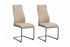 C-1577 Dining Chair, Champagne Faux Leather, Elegant Diamond Stitching, C-Shape Chrome Frame, Set of 2 Chairs