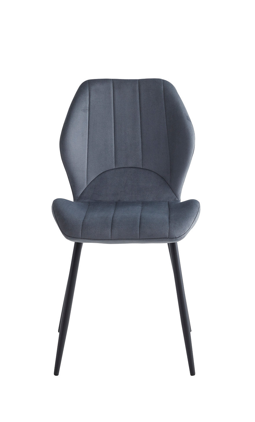 C-1536 Dining Chairs, Dark Grey Velvet, Black Legs, (Set of 2)