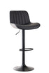 ST-7820 Barstool, Black Faux Leather, Adjustable Height, Black Base, Footrest