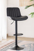 ST-7820 Barstool, Black Faux Leather, Adjustable Height, Black Base, Footrest