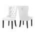 C-1151 Dining Chair, White, Faux Leather, Decorative Chrome Ring (Set of 2)