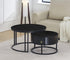 IF-2667 Coffee Table Set, 2Pc, Nested, Marquina Midnight Black Stone Top, Black Steel Base