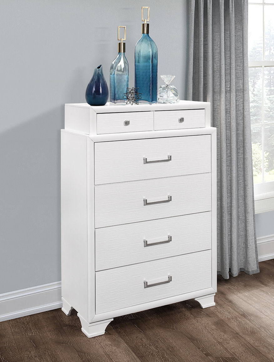"AVA JORDYN WHITE" Deluxe Bedroom Set, White Lacquered Finish