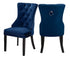 C-1222 Dining Chair, Blue, Velvet, Chrome Decorative Ring, Deep Button Tufting, (Set of 2)