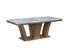 T-1620 Dining Table, White, High-Gloss Faux Marble Finish, Rustic Brown Base
