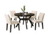 T-1085 | C-1085 Dining Set, 5 Pc, 48" Round Espresso Wood Table, 4 Creme Chairs