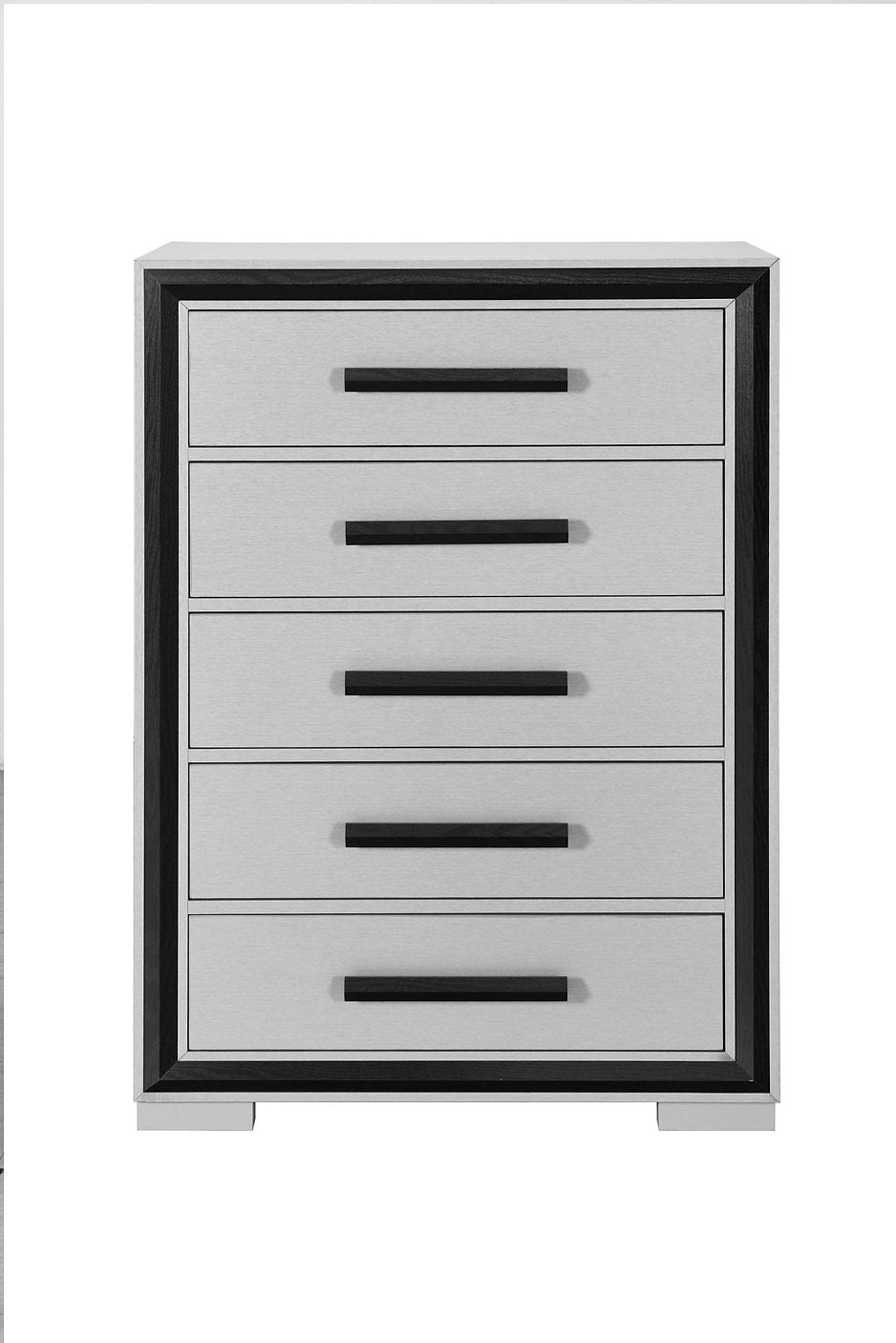 "AMELIA BLACK" Deluxe Bedroom Set, 6Pc, Sleek Silver, Black Accent Trim