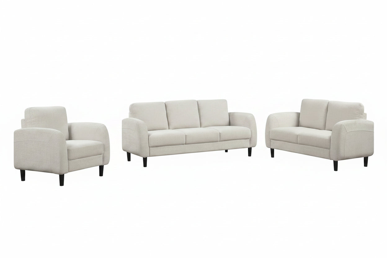IF-8251 Sofa Set, 3Pc, Beige, Soft-Touch Fabric, Black Legs