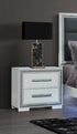 "ANDROS SILVER" Night Table, Glossy White, Glamorous Silver Trim