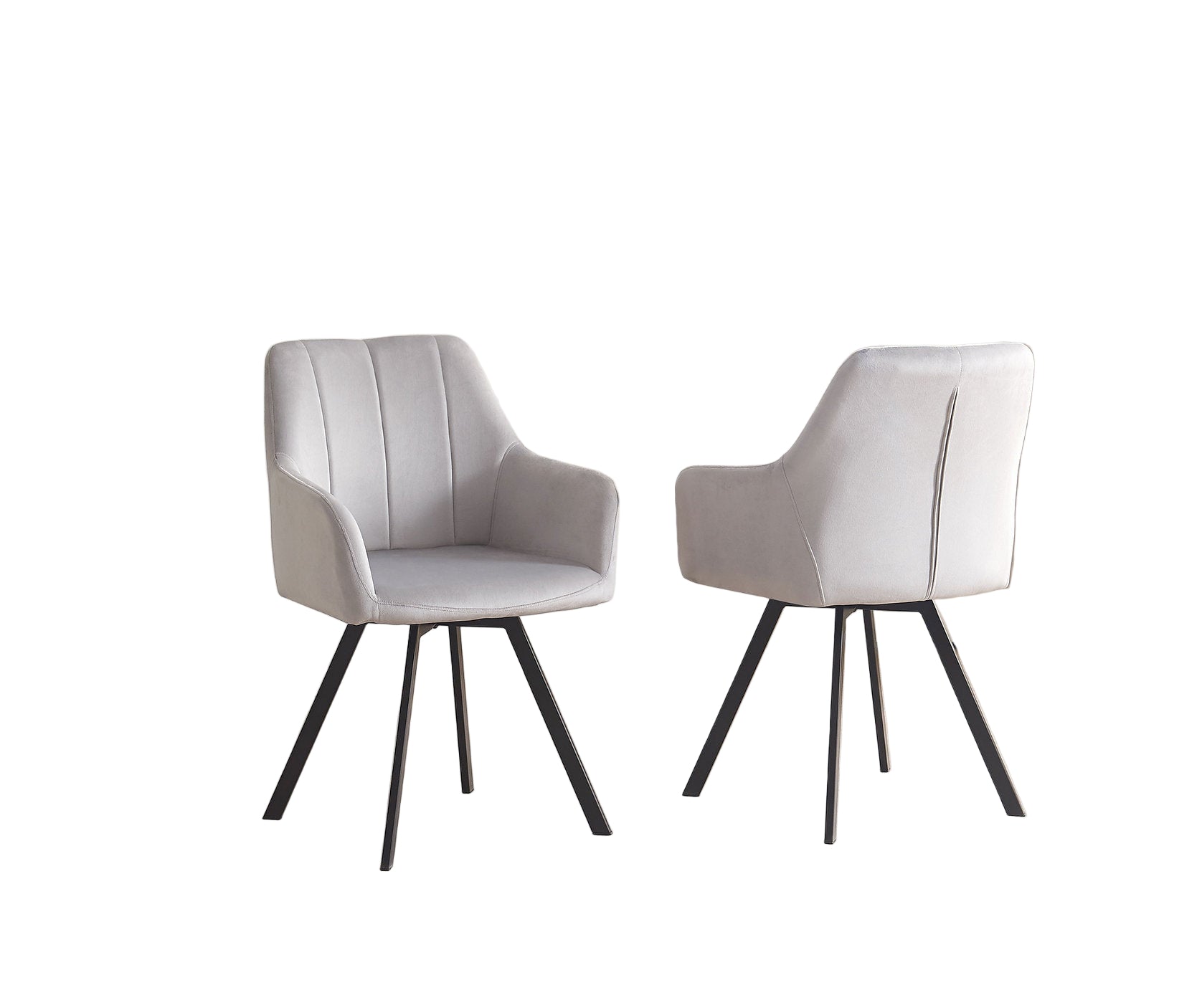 T-1410 | C-1411 Dining Set, 7Pc, Extension Table, 63"-79", Sintered Stone Top, White Marble, Light Grey Swivel Chairs