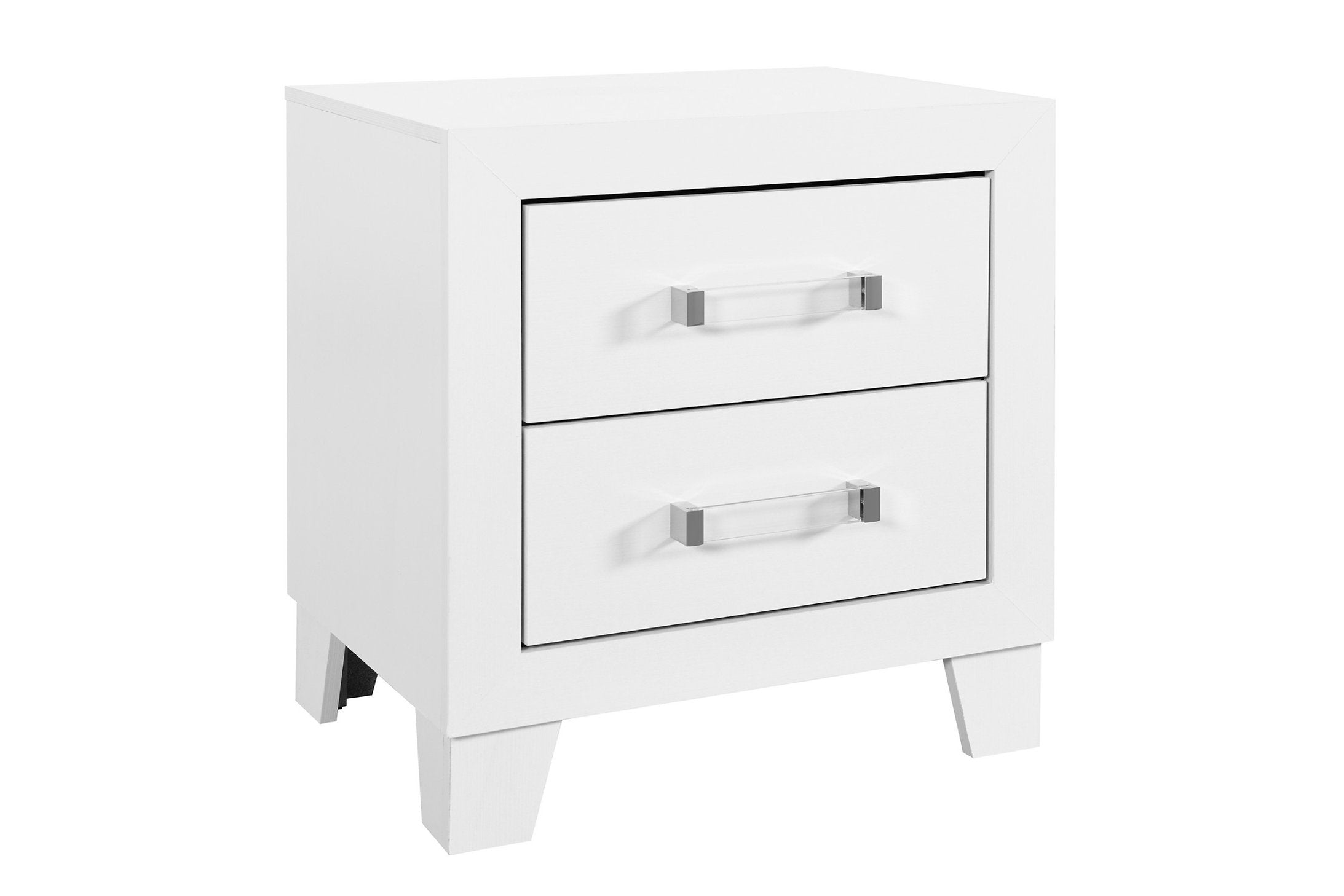 "LUCIA" Night Table, White, Storage, Modern Acrylic Drawer Hardware