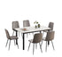 T-1815 | C-1817 Dining Set, 63" Sintered Stone White Marble Top, 7Pc, Grey Velvet Chairs