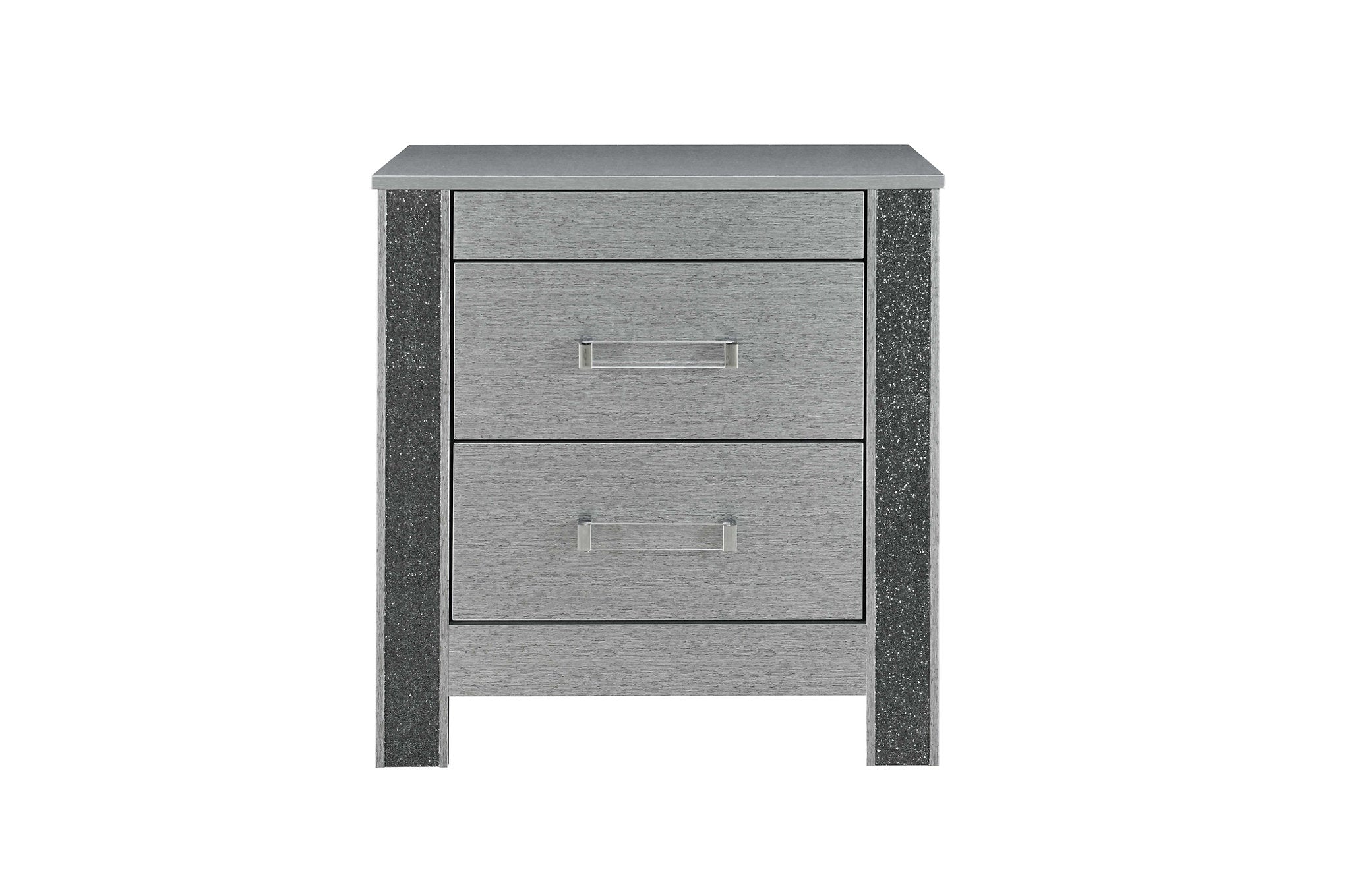 "LOGAN SILVER" Deluxe Bedroom Set, 6Pc, Sleek Silver, Dazzling Crushed Crystal Accents