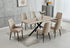 T-1510 | C-1511 Dining Set, 7Pc, 71" Table, Brown Top, Beige Velvet Chairs