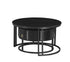 IF-2667 Coffee Table Set, 2Pc, Nested, Marquina Midnight Black Stone Top, Black Steel Base