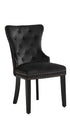 C-1226 Dining Chair, Black, Velvet, Tufted Front, Nailhead Detail, Espresso Legs