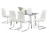 T-5057 | C-1751 - 7Pc or 5Pc Dining Set,  59" Glass Top Table, White Chairs