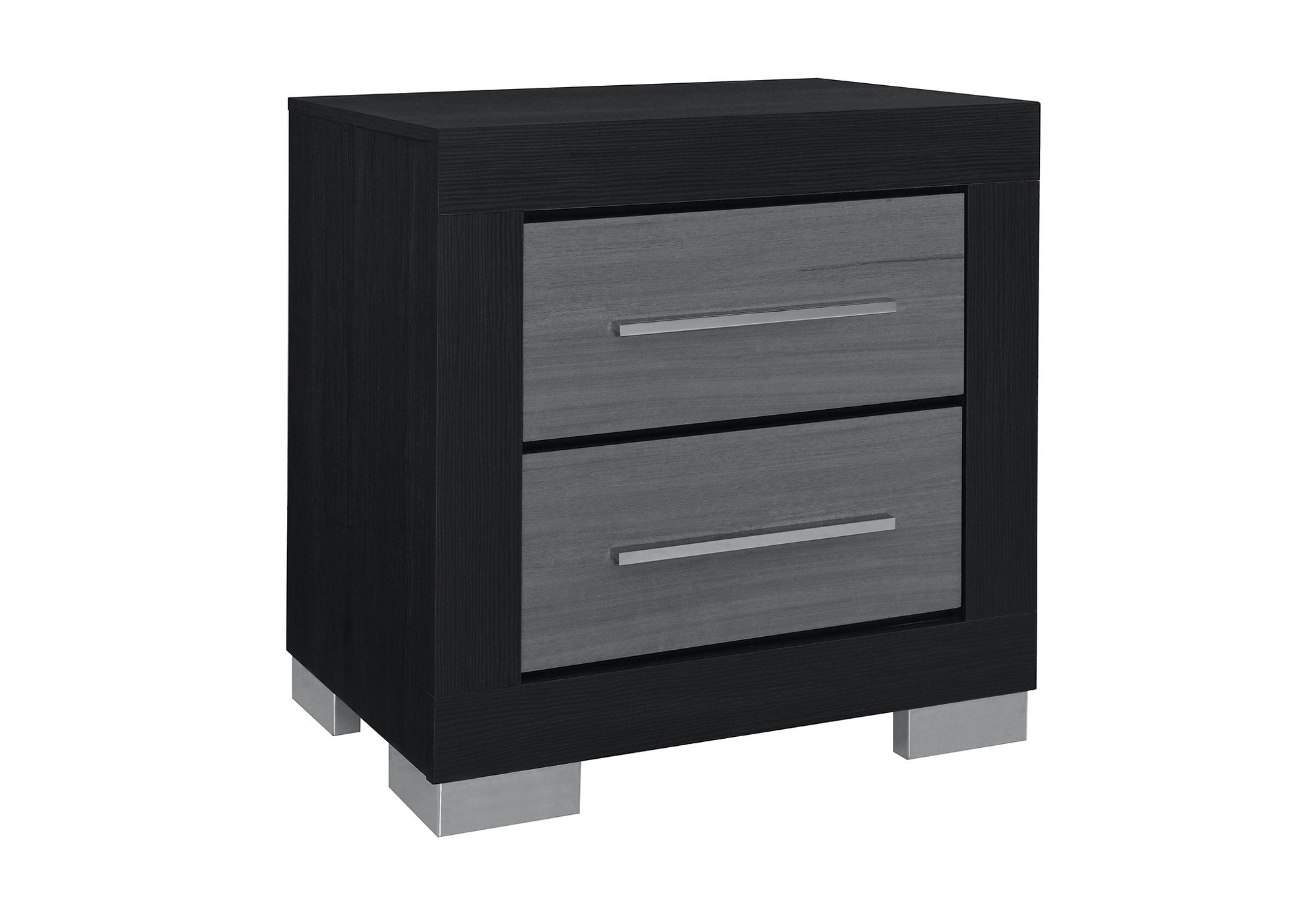 "EMMA" Deluxe Bedroom Set, 6Pc, Black Grey, LED Lighting, USB Charging, Built in Bench