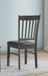 C-1032 Dining Chair, Black Faux Leather Seat, Antique Grey Wooden Frame