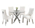 T-1447 | C-1253 - 5Pc Dining Set - 44" Round Glass Top Table with 4 White Chairs