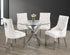 5Pc Dining Set - 44" Round Glass Top Table with 4 White Chairs  T-1447 | C-1253