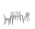 T-1630 | C-1631 Dining Set, 5 Pc, 48" Table + 4 Chairs, Light Grey Chairs, White Faux Marble Top Table