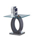IF-2652 Coffee Table Set, 3Pc, Grey, White and Chrome Base, Clear Bevelled Glass