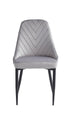 C-1531 Dining Chairs, Light Grey Velvet, Chevron Pattern Stitching, Black Legs, (Set of 2)